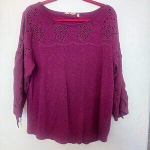 Soft Surroundings Plum Lace Detail Blouse